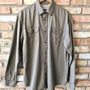 Magellan Olive Green Long Sleeved Cotton Button-Down